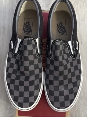VANS Classic Slip-On Multicolored Grey Pewter Black Checkerboard men 8 women 9.5